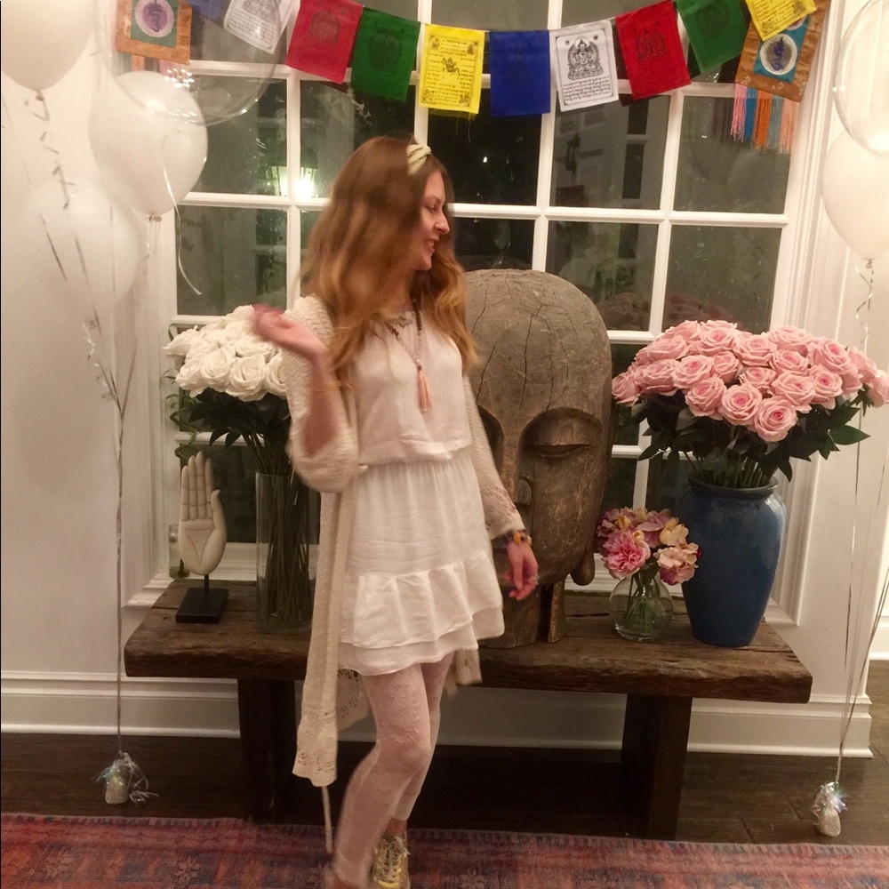 Bundle: white dress, lacy leggings, cotton top